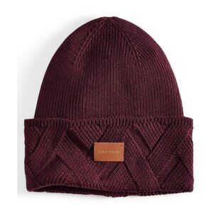 Cole Haan Women’s Lattice Cuff Beanie Burgundy NWT